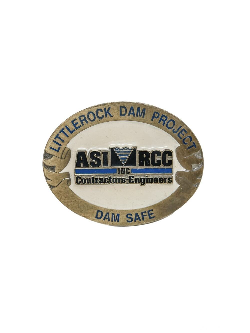 Vintage Brass Littlerock Dam Project ASI RCC INC Belt Buckle Made in USA